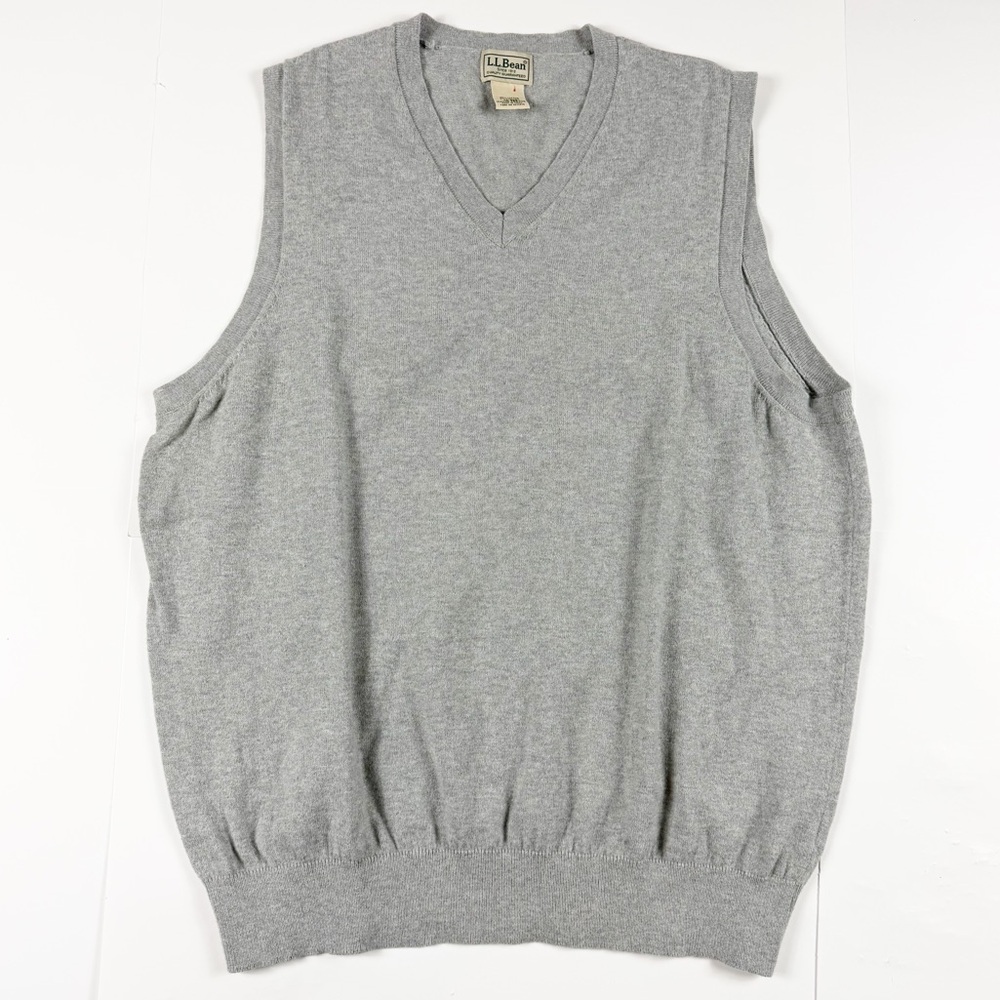L.L. Bean Vintage Cashmere‎ Blend Gray V-Neck Sweater Vest XL